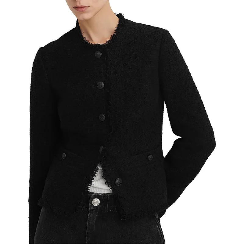 Collaborative JacketsWomens Wool Frayed Hem Soft Shell Jacket