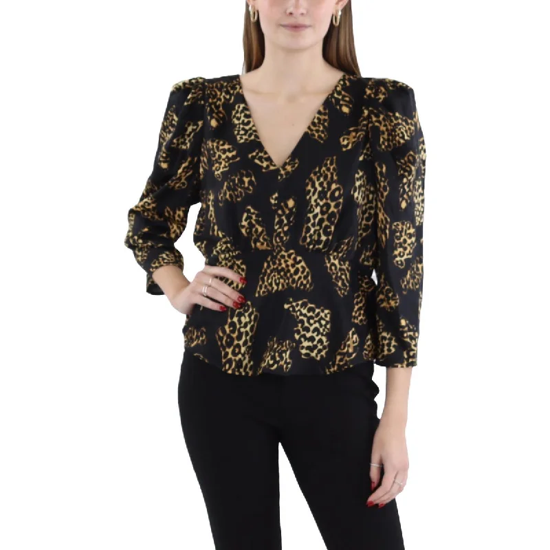 Pocket ShirtsWomens Satin Peplum Blouse