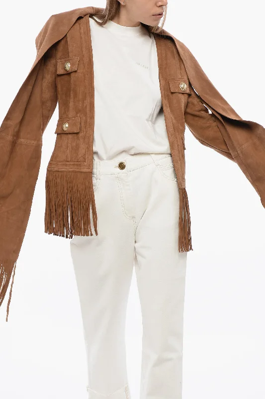 Formal JacketsBalmain Fringed Suede Jacket