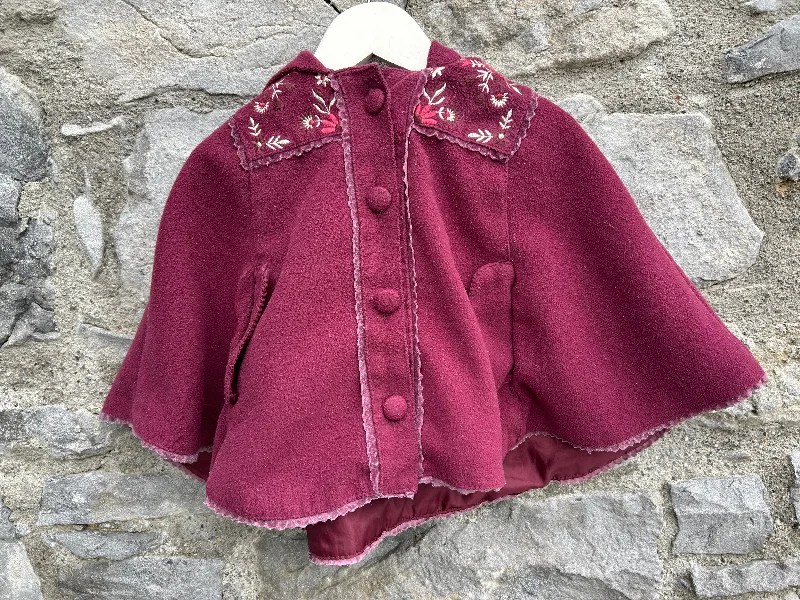 Ruffled JacketsY2K maroon cape 9-12m (74-80cm)