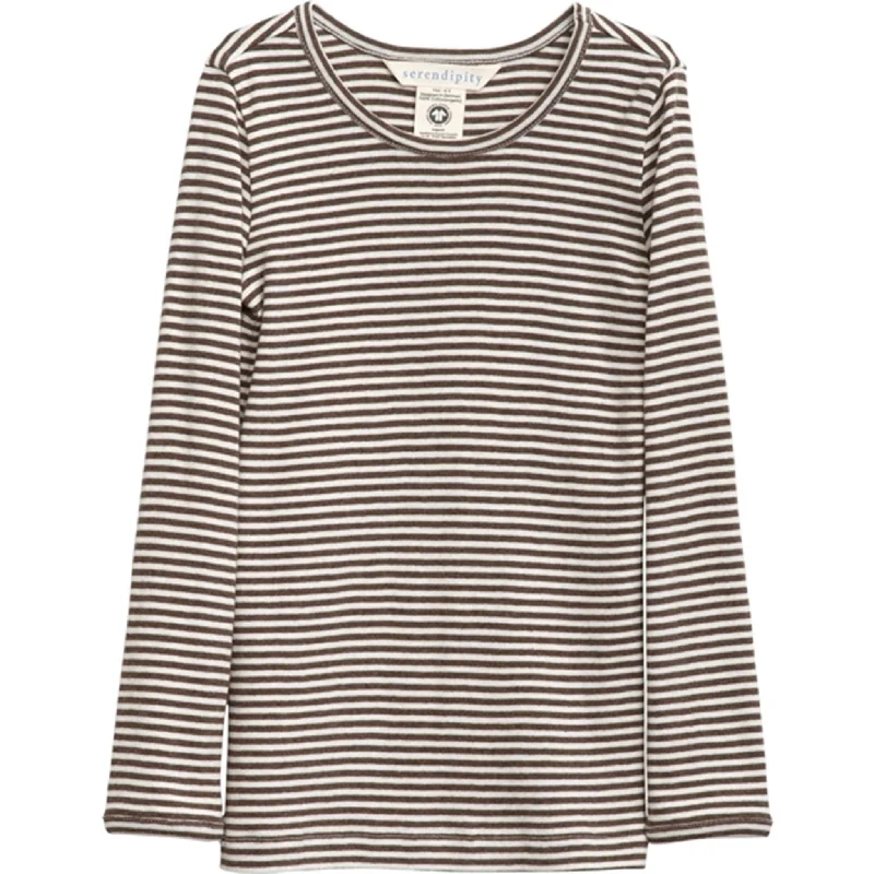 Metallic ShirtsSerendipity Chestnut/Offwhite Slim Blouse Stripe