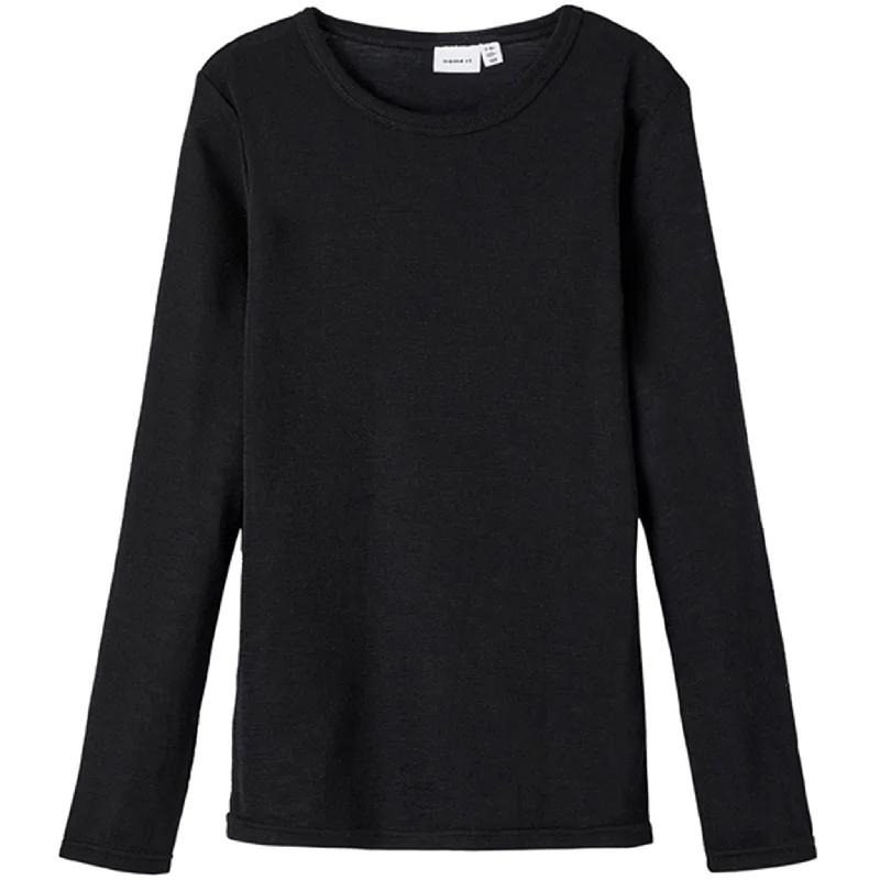 Performance ShirtsName it Black Wang Wool Rib Blouse