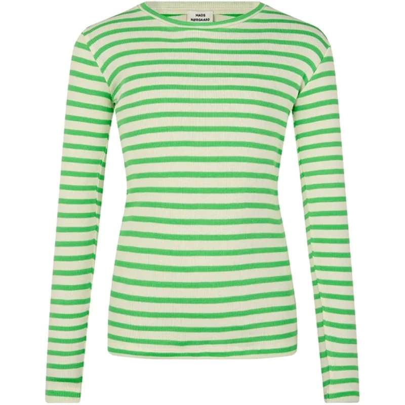 Compression ShirtsMads Nørgaard 2x2 Cotton Stripe Talino Blouse Stripe/Poison Green