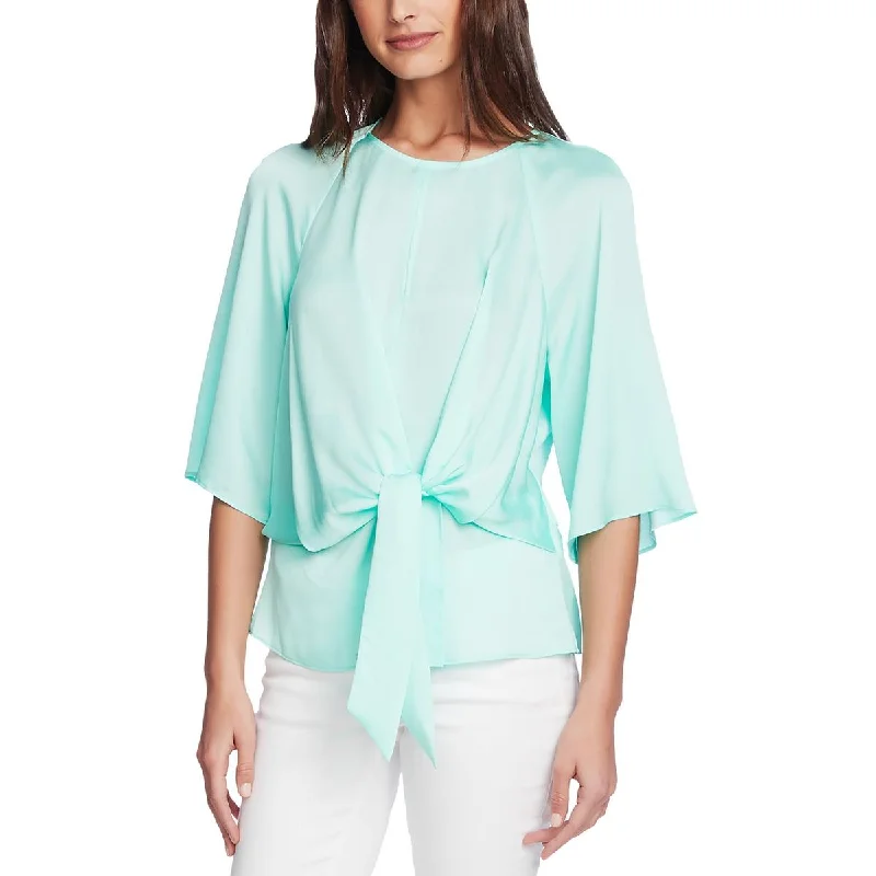 Button-Down ShirtsWomens Keyhole Tie Front Blouse