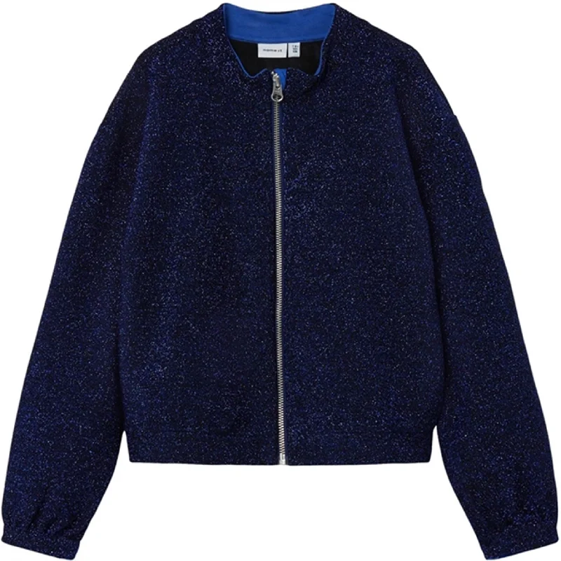 Sheer JacketsName it Dazzling Blue Naglitter Heavy Jersey Bomber Jacket