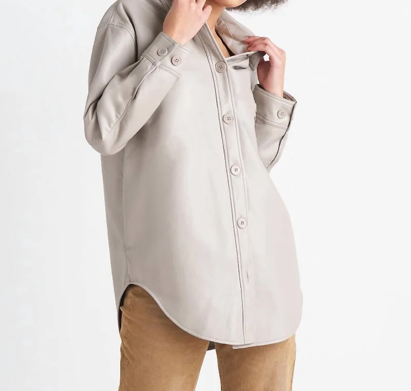 Varsity JacketsPu Shacket In Light Taupe