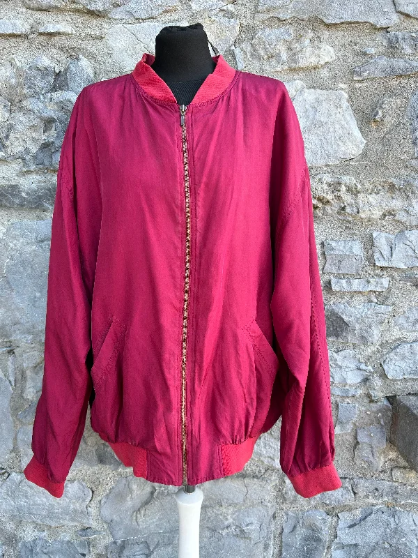 Ribbed Cuff JacketsMaroon silk bomber jacket L/XL