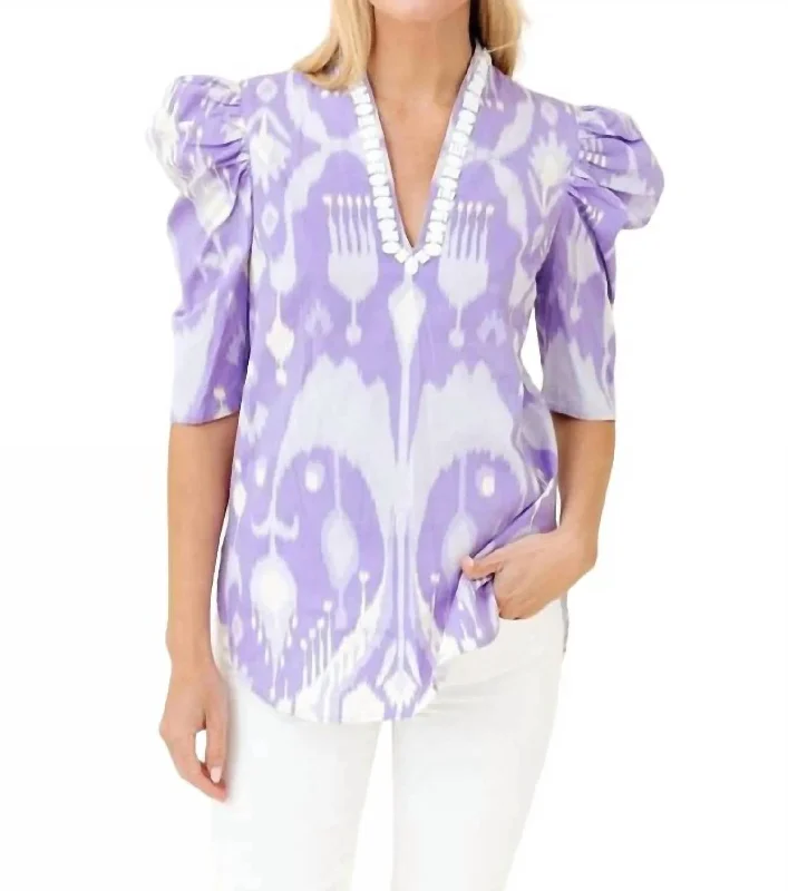 Cotton ShirtsNatalie Blouse In Wisteria Ikat