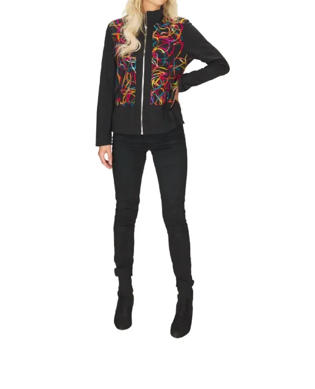 Safari JacketsOlenna Yarn Accent Bomber Jacket In Black