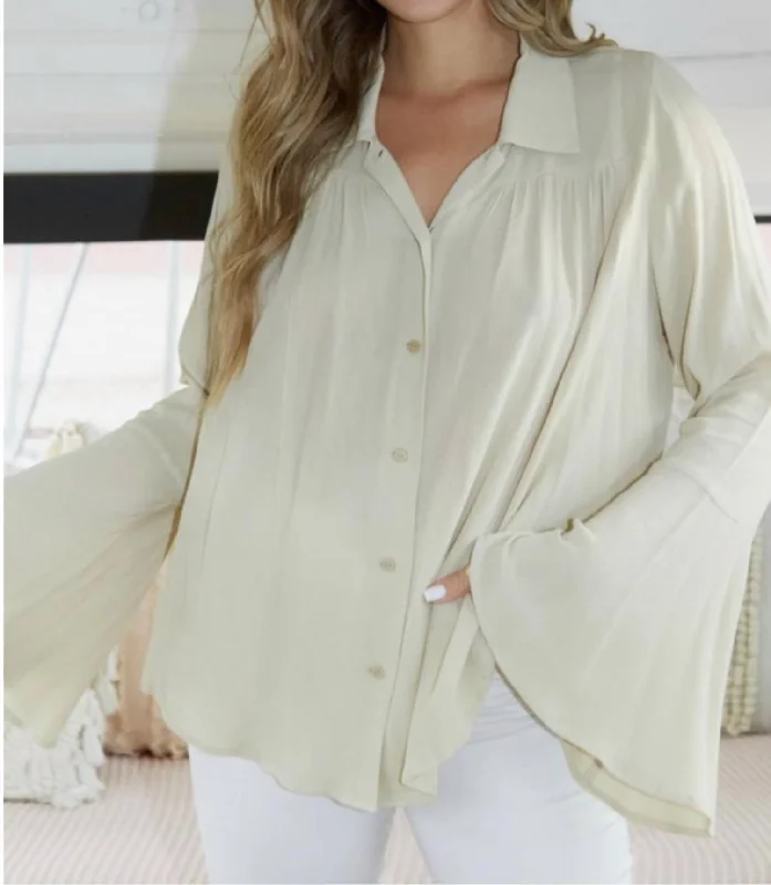 Tunic ShirtsButton Down Blouse In Beige