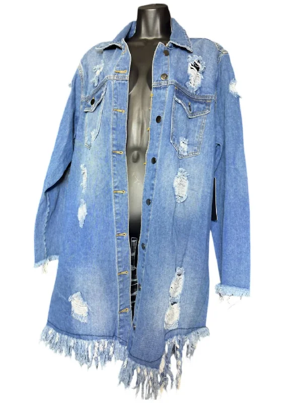 Formal JacketsWomen's Distressed Jean Jacket In Blue