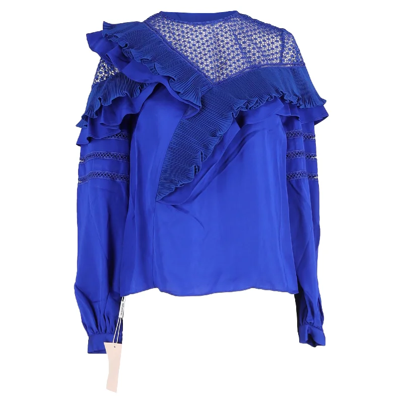 Quick-Dry ShirtsSelf-Portrait Ruffle Detail Blouse in Blue Polyester