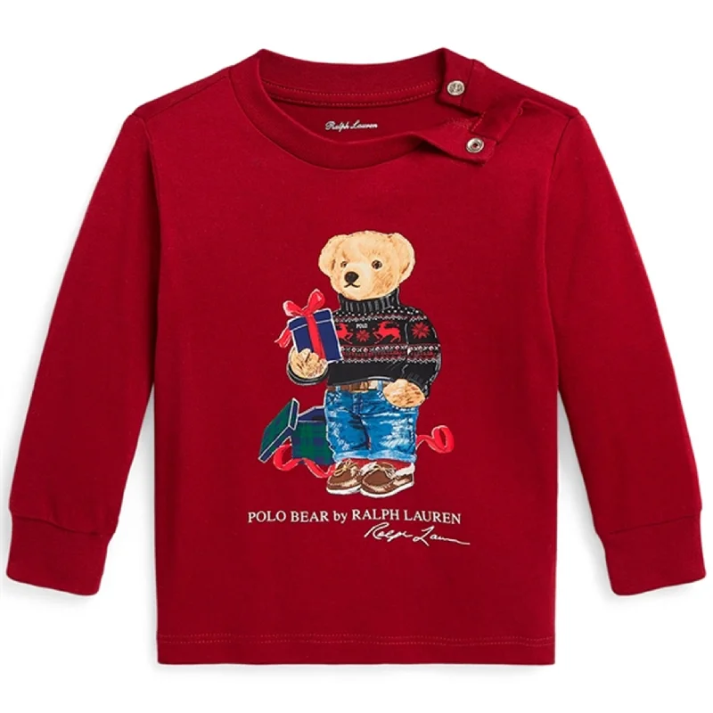 Floral ShirtsRalph Lauren Baby Blouse Fa23 Holiday Red Gift Bear