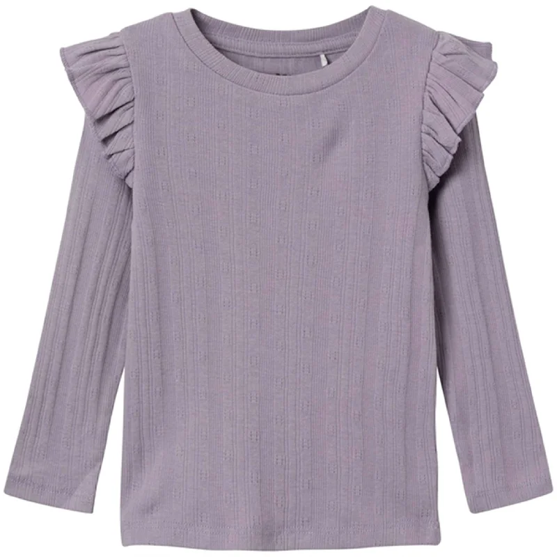 Mesh ShirtsName it Lavender Gray Lanna Blouse