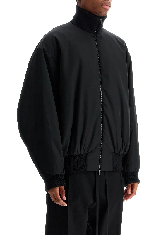 Sheer JacketsFear Of God Black Nylon Bomber With High Collar