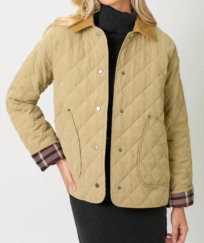 Metallic JacketsContrast Quilted Jacket In Latte