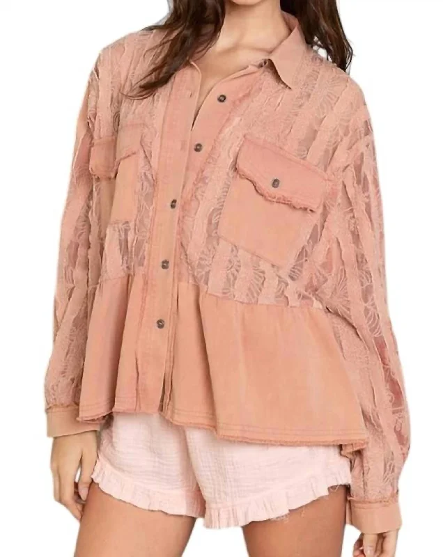 Asymmetrical JacketsLace Jacket With Frayed Edge In Blush