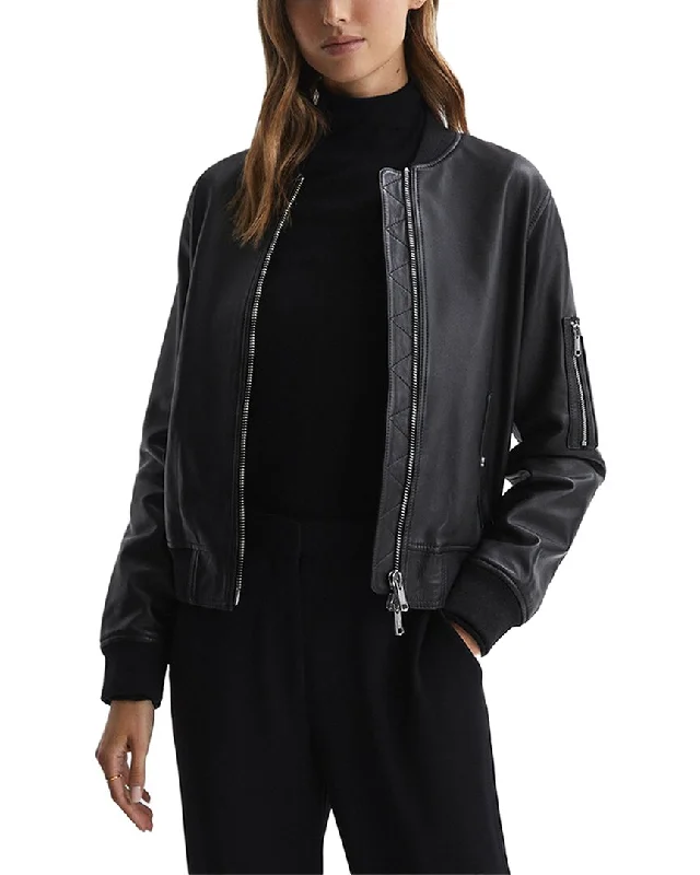 Travel JacketsReiss Bradie Leather Zip-Through Bomber Jacket