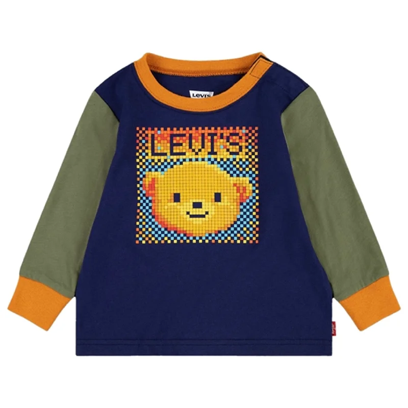 Tunic ShirtsLevi's Baby Pixel Bear Color Blocked Blouse Ocean Cavern