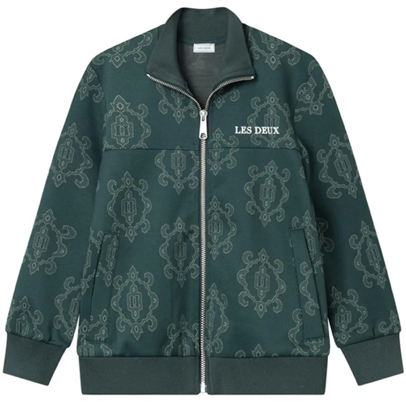 Layered JacketsLes Deux Kids Pine Green/Ivory Ballier Jacquard Track Jacket