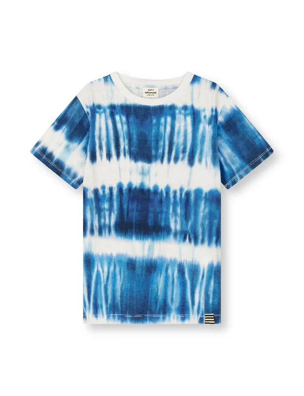 Printed Organic Thorlino Tee, Tie Dye Stripe AOP Merthyl BluEmbroidered T-Shirts