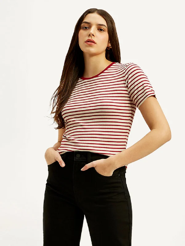 Women's Striped Slim Fit T-shirtCompression T-Shirts