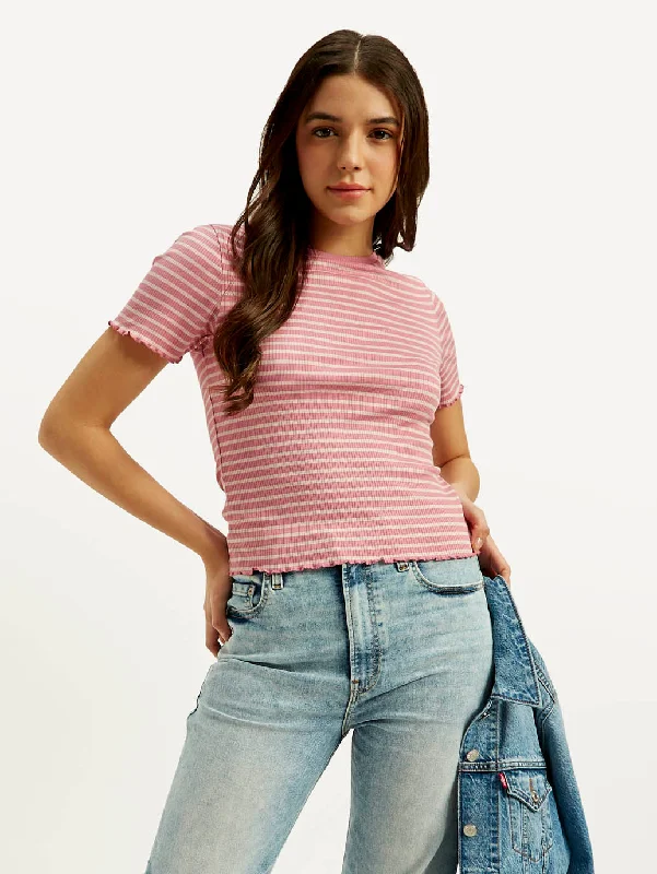 Women's Striped Slim-fit T-shirtCropped T-Shirts