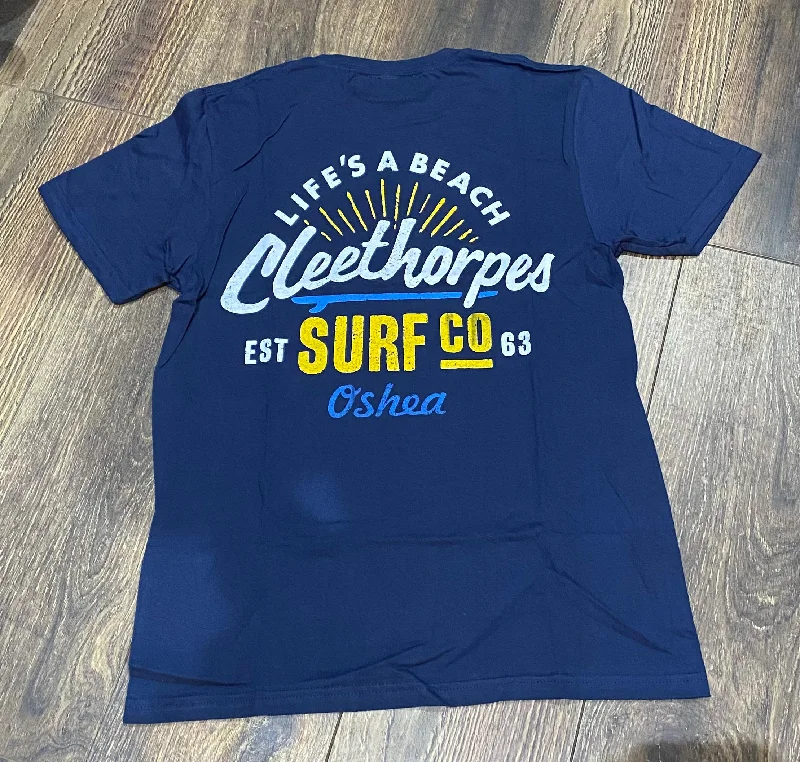 Cleethorpes New-- Lifes A Beach-- Navy T-ShirtFitted T-Shirts