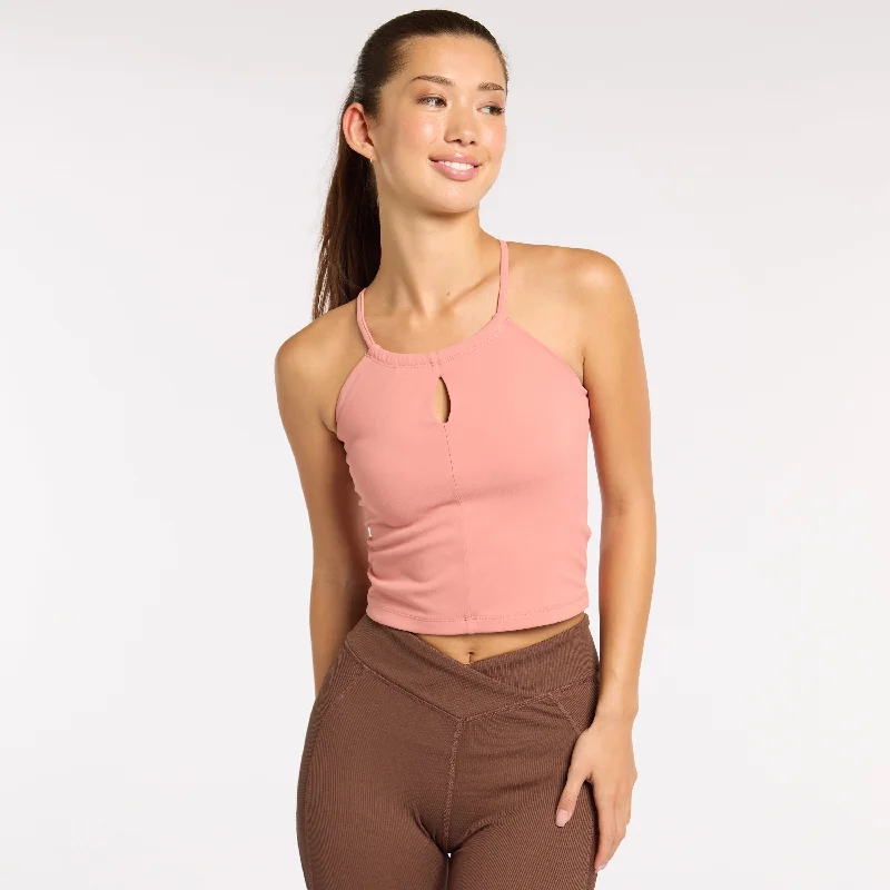 Halter Top Pink ClayRibbed Cuff T-Shirts