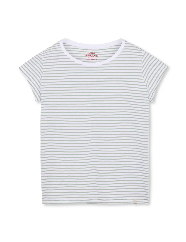 Organic Jersey Stripe Teasy Tee FAV, Brilliant White/JadeiteSleep T-Shirts