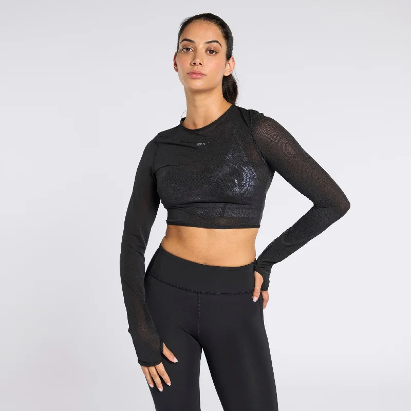 Studio Mesh Ls Top BlackOff-Shoulder T-Shirts