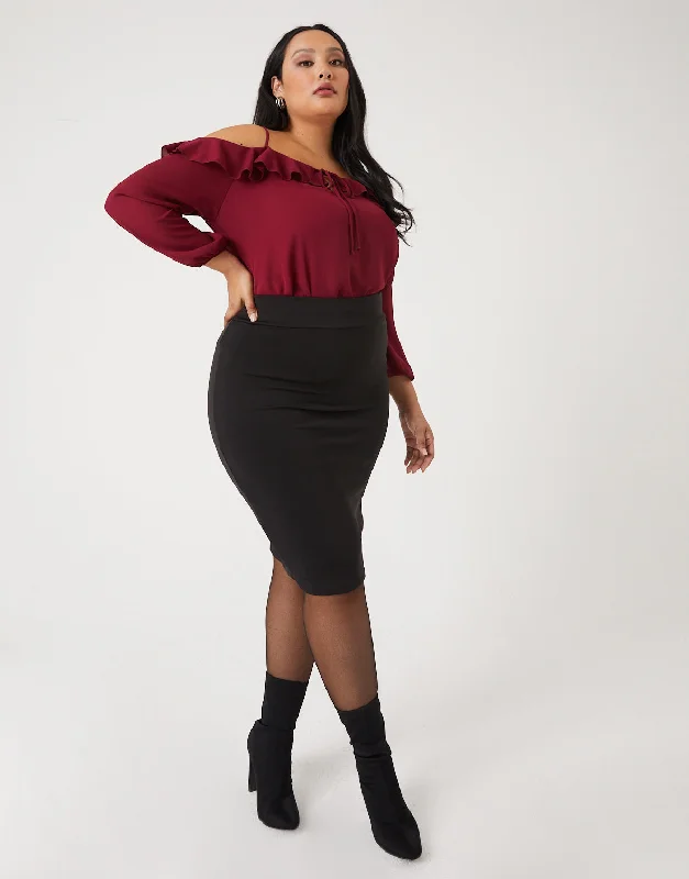 Plus Size Essential Bodycon SkirtPlus size women's retro tops