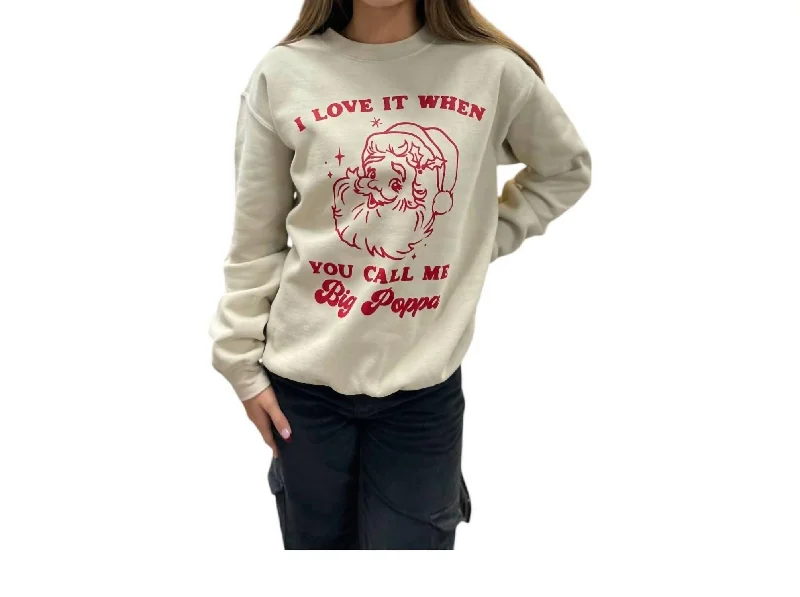 Big Poppa Santa Sweatshirt In SandHigh-Fashion Knit Tops