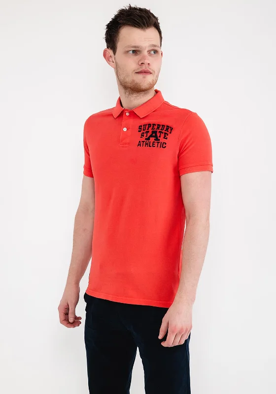 Superdry Vintage Superstate Polo Shirt, Cayenne PinkBranded polo shirt