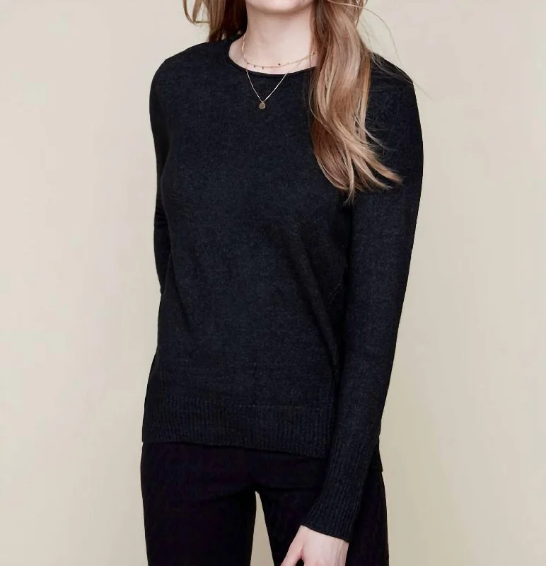 Knit Sweater In BlackGlitter Knit Tops