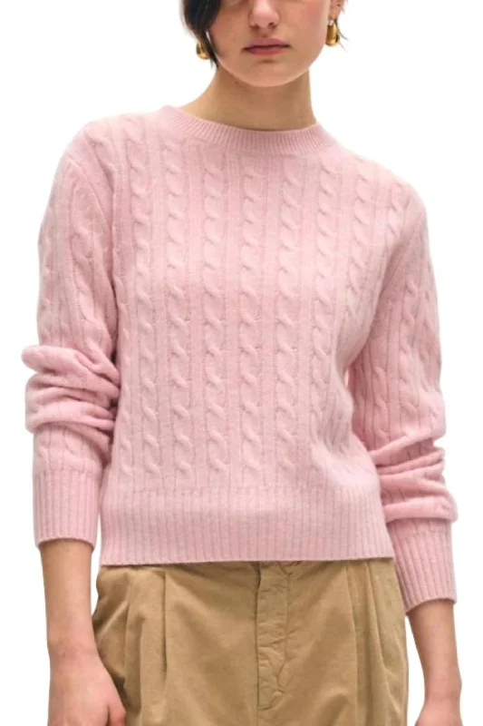 Featherweight Cable Crew Sweater In PrimroseOrganic Cotton Knit Tops