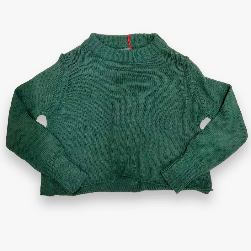 Women's Harper Cropped Crew Neck Sweater In Green WoodEmbellished Knit Tops