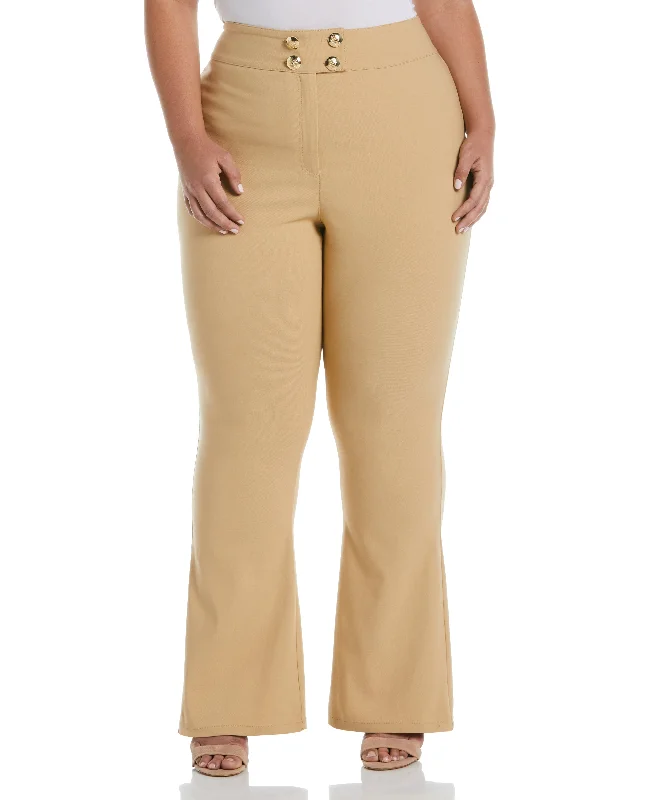 Plus Size Flare Leg Pant with Button DetailWomen's luxury tops