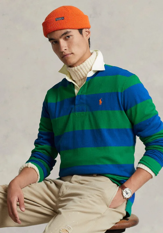 Ralph Lauren Classic Striped Rugby Polo Shirt, Green & Sapphire StarMesh polo shirt