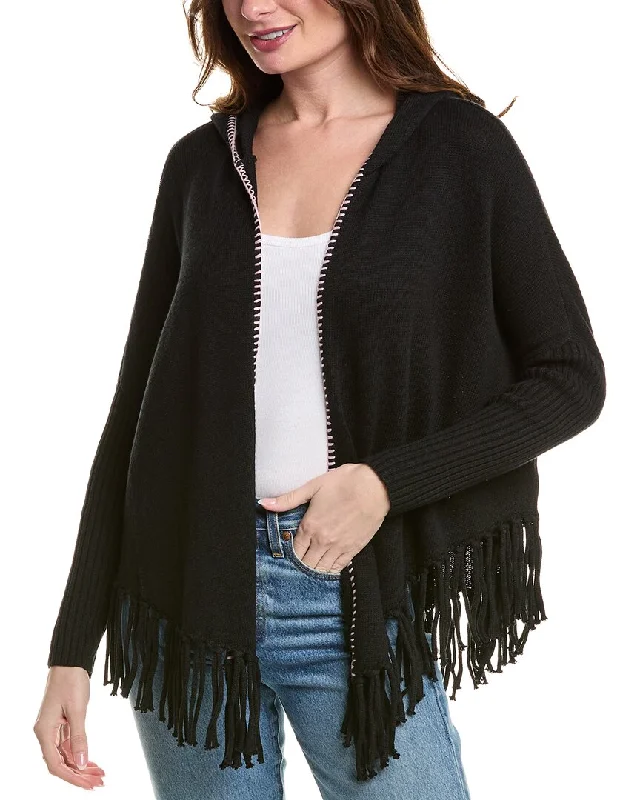 Johnny Was Petite The Fringe Open Linen-Blend PonchoLimited Edition Knit Tops