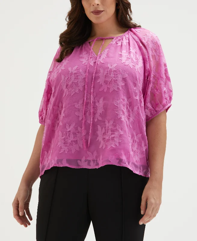 Plus Size Tie Top Raglan Sleeve BlouseLarge women's cropped tops