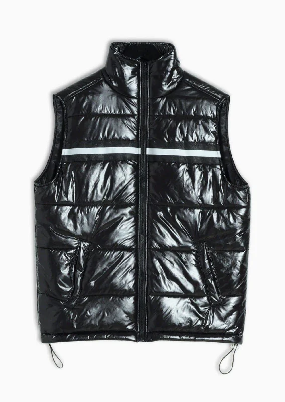 Men's Zip-Up Puffer Vest In Black