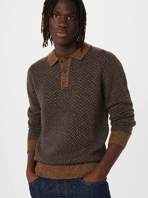 The Yak Wool Polo Sweater in Mustang BrownHandmade polo shirt