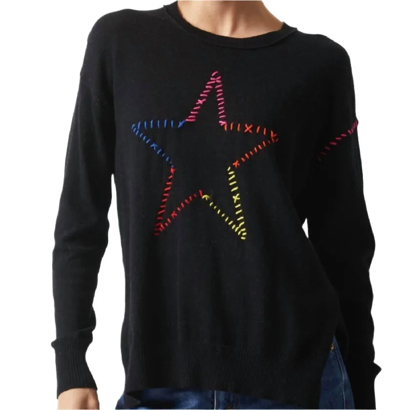 Super Star Sweater In BlackFitted Knit Tops