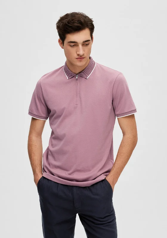 Selected Homme Figo Zip Polo Shirt, Wistful MauveMen’s polo shirt