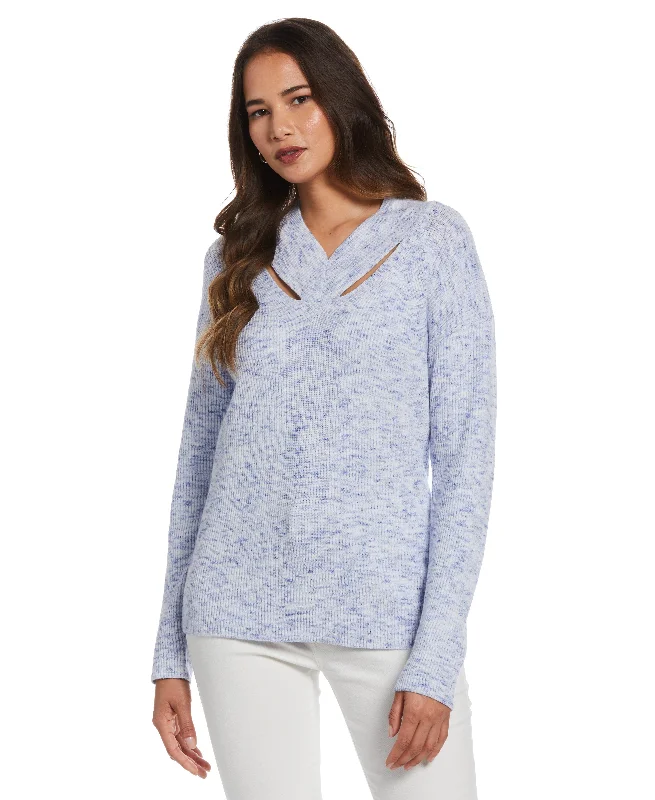 Plus Size Cutout Neck SweaterKnit Top