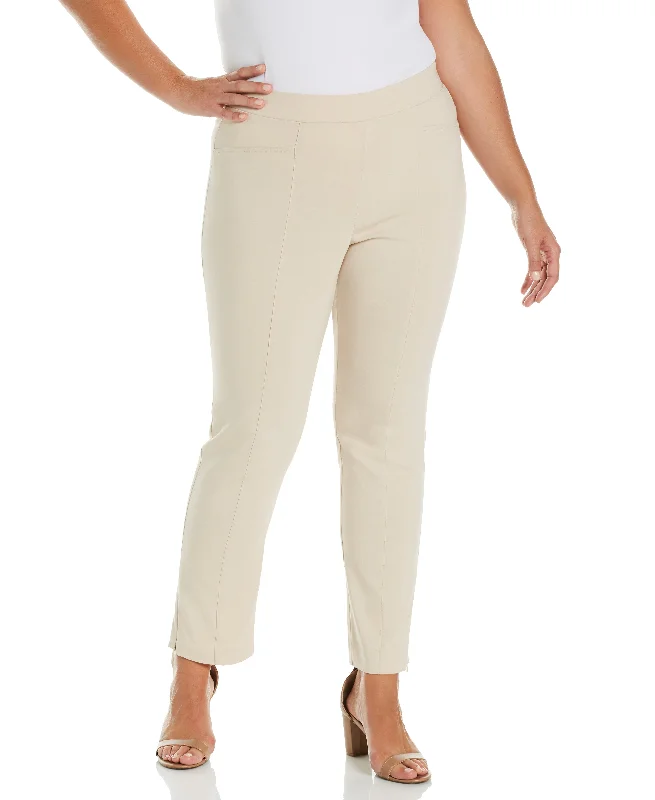 Plus Size Stretch Slim Leg Front Seam Pant - Comfort FitLarge women's polyester tops