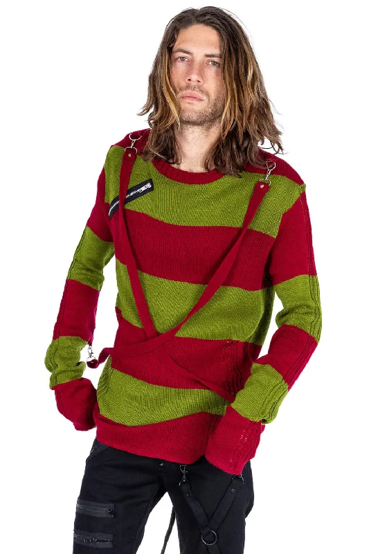 Amalric Jumper Sweater [Red/Green]Acrylic Knit Tops