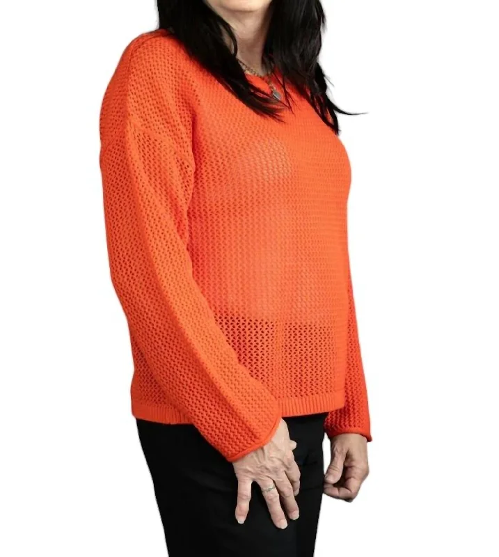 Holey Sweater In OrangeHip-Hop Knit Tops