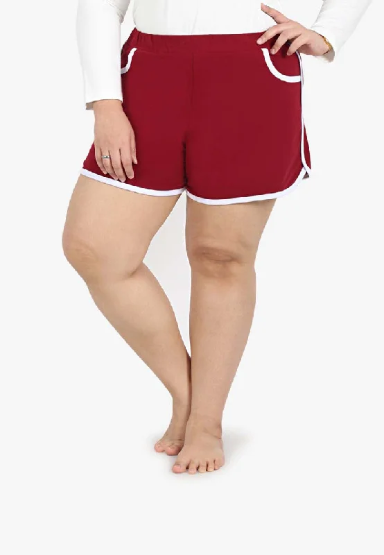 Fonda Plus Size Retro Shorts - RedLarge women's belly-baring tops